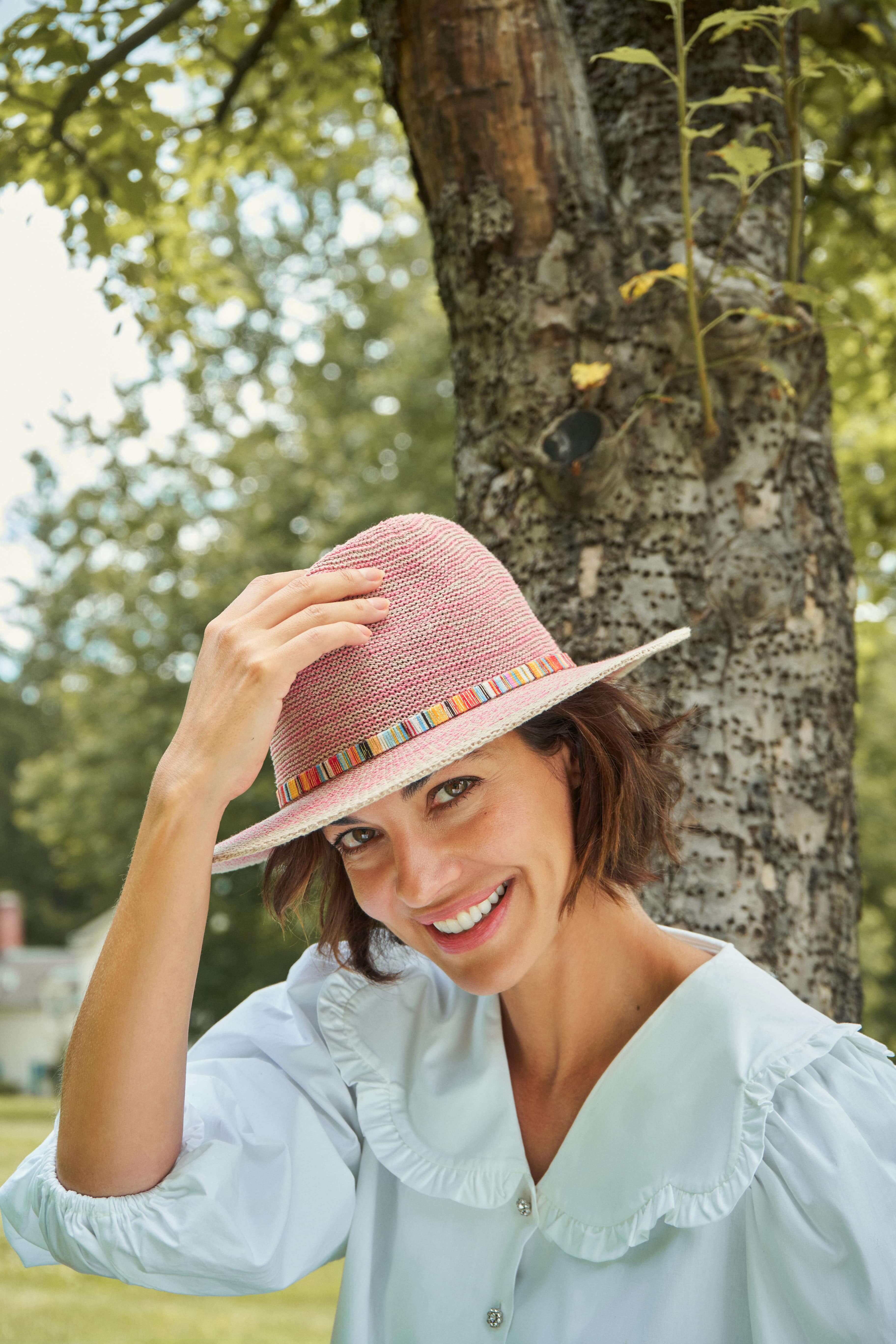 Natalie Hat Fuchsia with Glitter Band