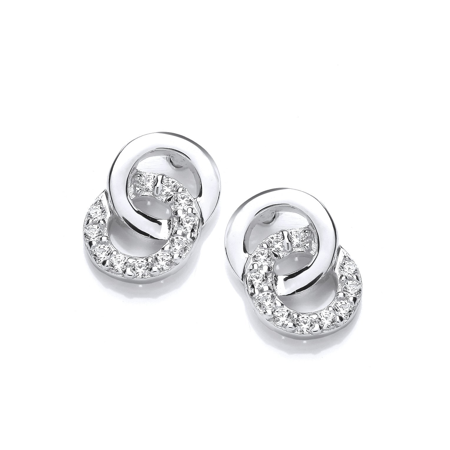 Silver CZ Entwined Circles Earrings