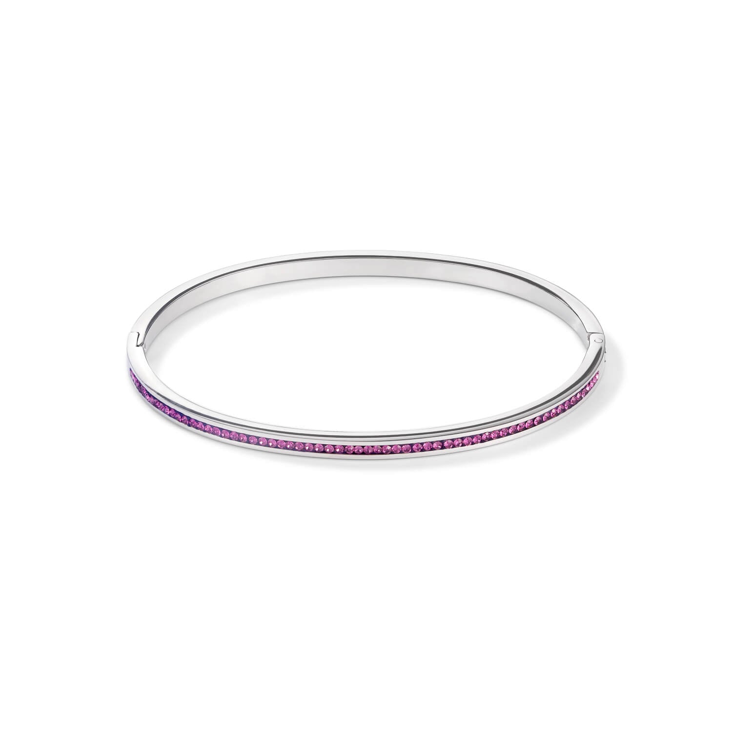 Crystals Pave Amethyst Silver Slim Bangle