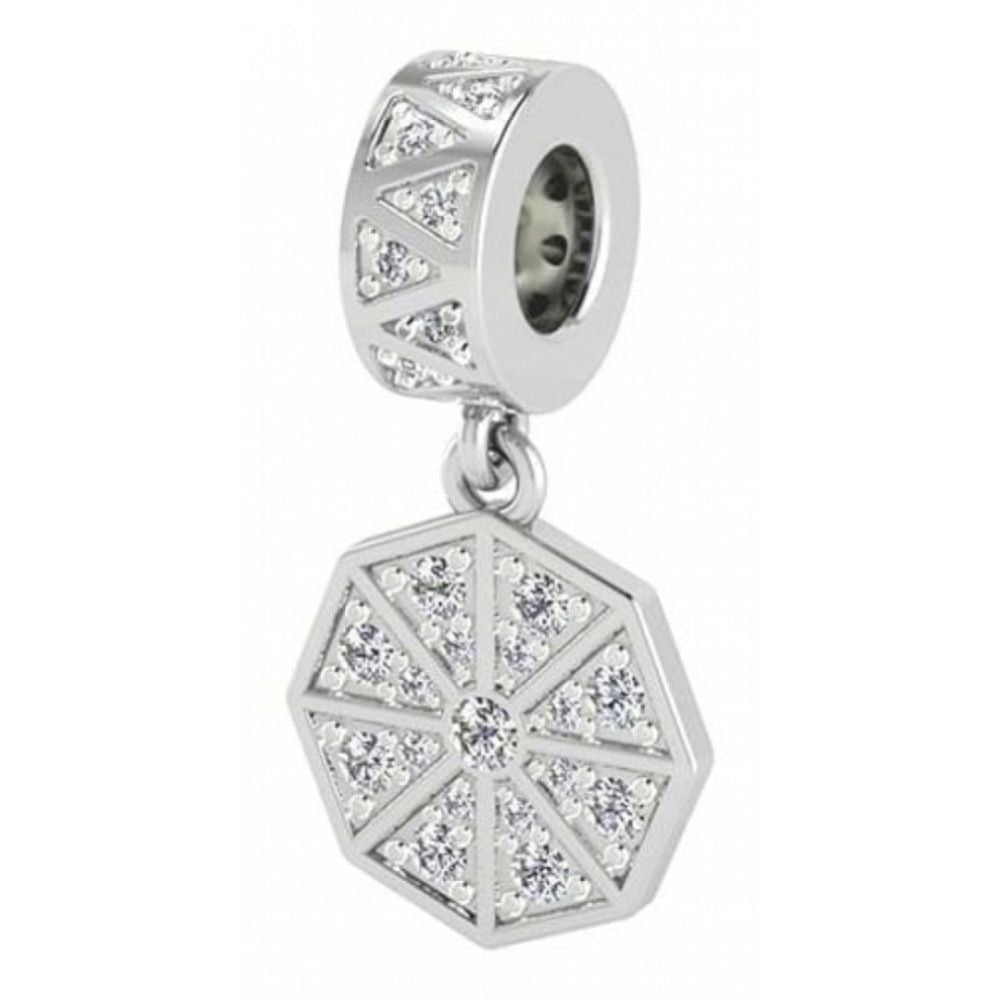 White Infinity Drop Sterling Silver Charm