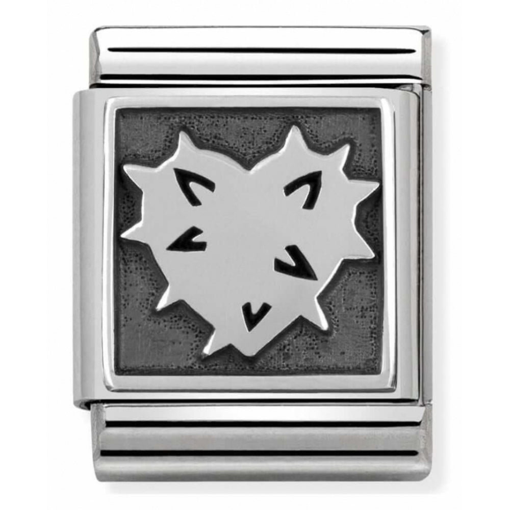 Composable Oxidized Thorn Heart Symbol Stainless Steel And Sterling Silver Big Charm