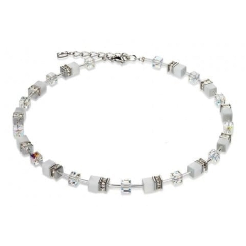 Ladies Synthetic White Tiger's Eye & Swarovski Necklace