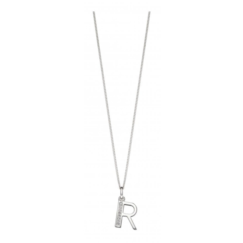 Art Deco Initial 'R' CZ Pendant