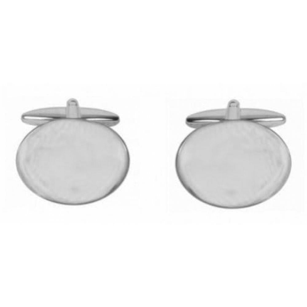 Rhodium Plated Oval Shaped Cufflinks