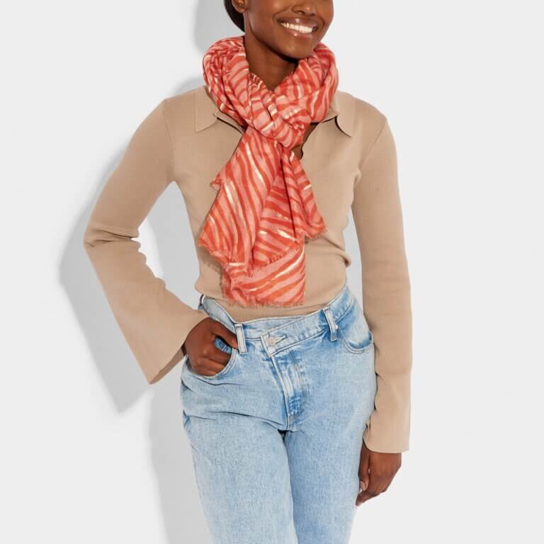 Zebra Scarf Coral / Gold