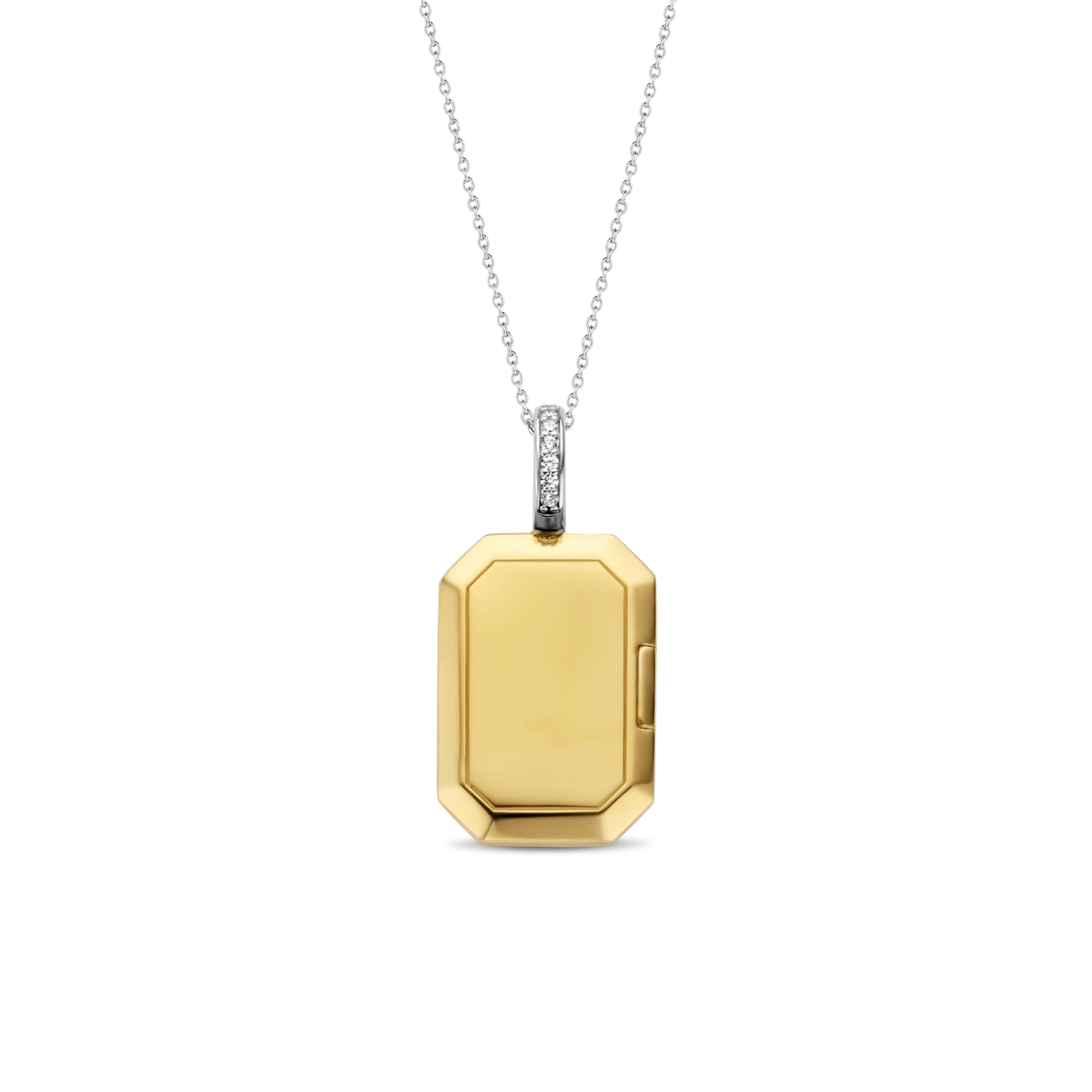 Gold Tone Rectangular CZ Star Pendant Necklace
