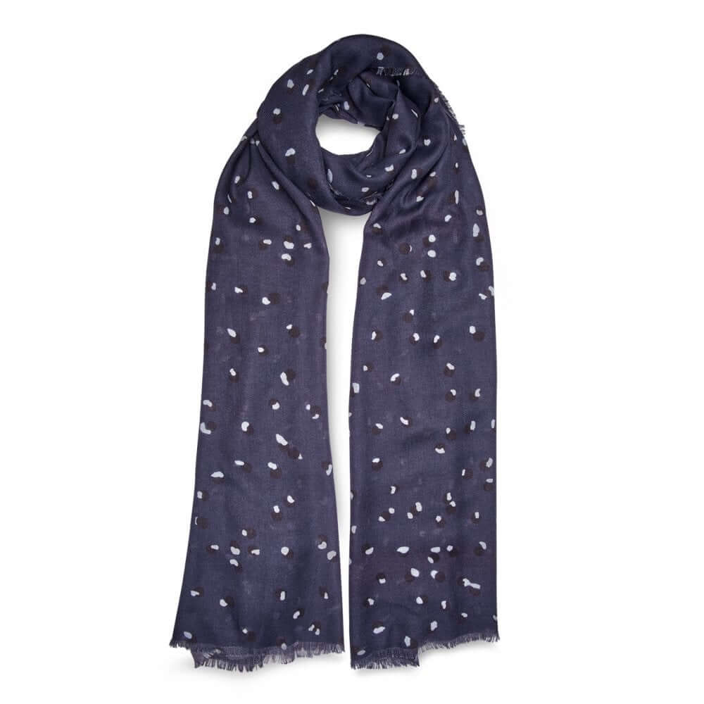 Printed Scarf | Dalmatian Print | Navy