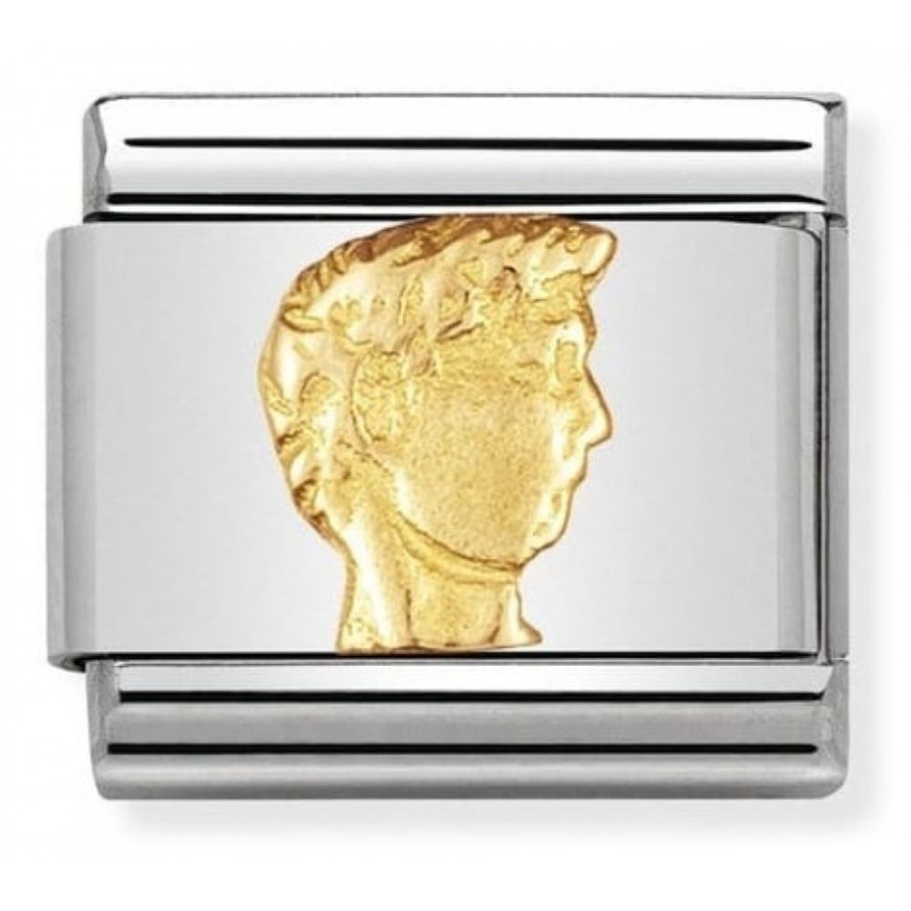 Classic David's Head In Stainless Steel With 18k Gold Charm