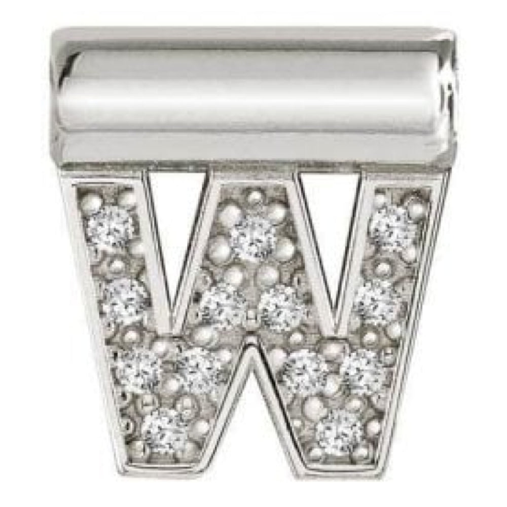 Seimia Silver Cubic Zirconia Letter W Charm
