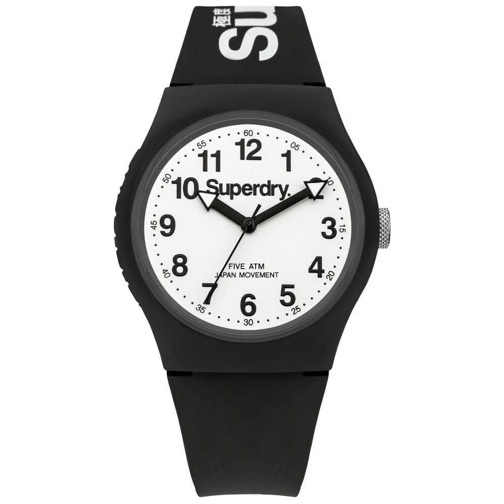 Urban Black Silicone Strap Watch With White Dial