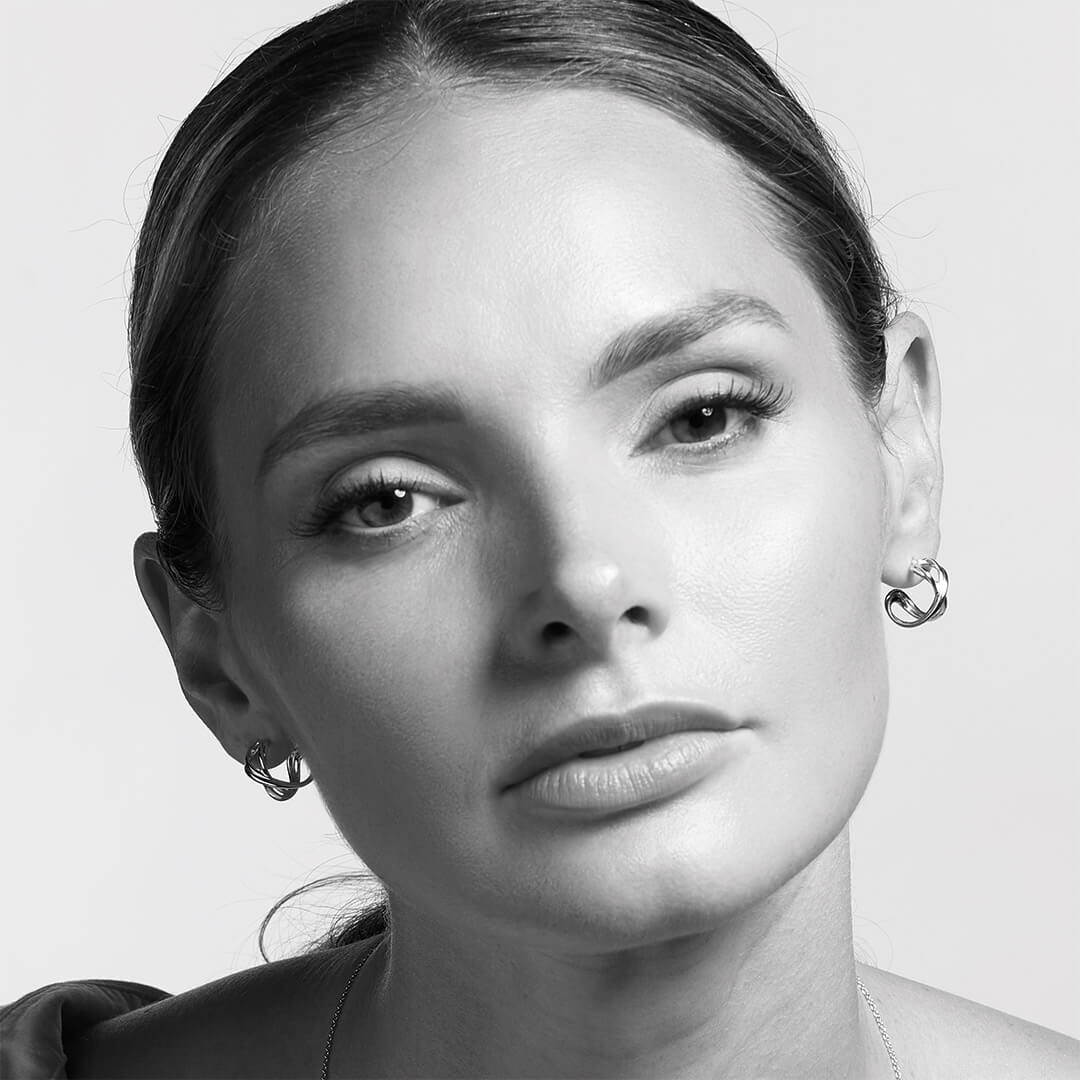 Infinity Semi Hoop Stud Earrings