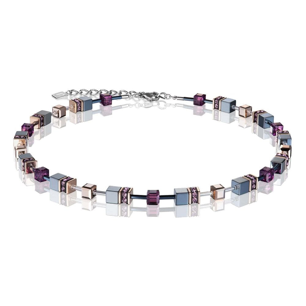 Geo Cube Purple- Grey Necklace