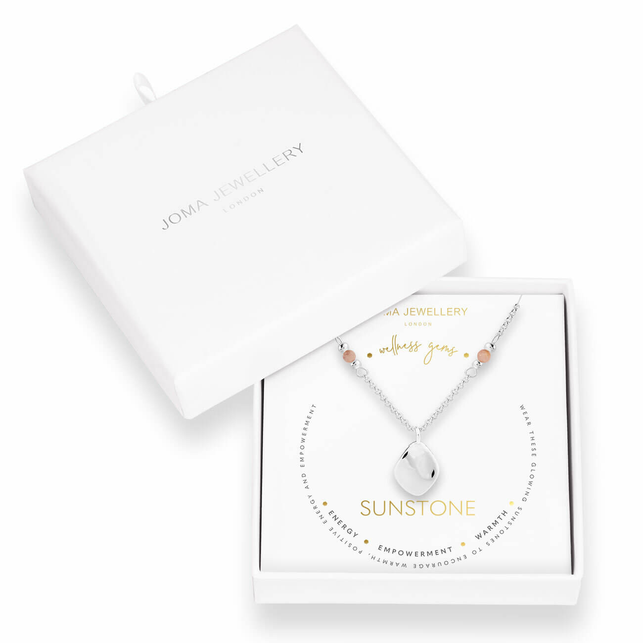 Wellness Gems | Silver | Sunstone Necklace | 45cm + 5cm Extender