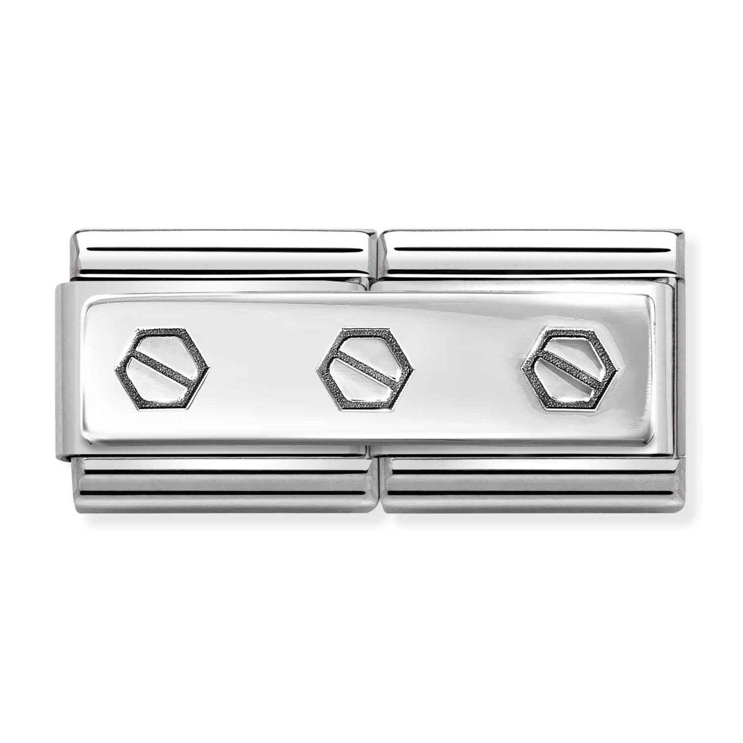 Composable Classic Double Link With Triple Hex Screws in 925 Silver