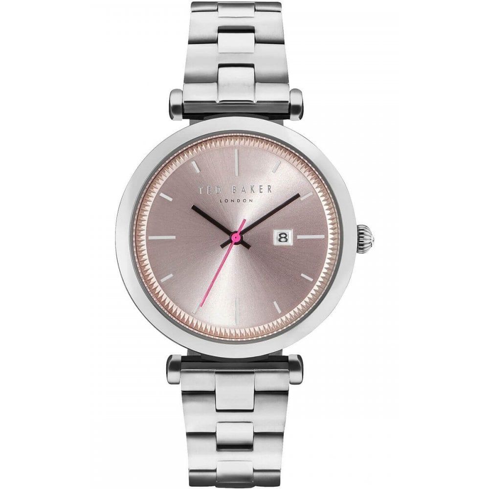 36mm Stainless Steel Case & Bracelet Strap With Pink Dial Ladies Watch