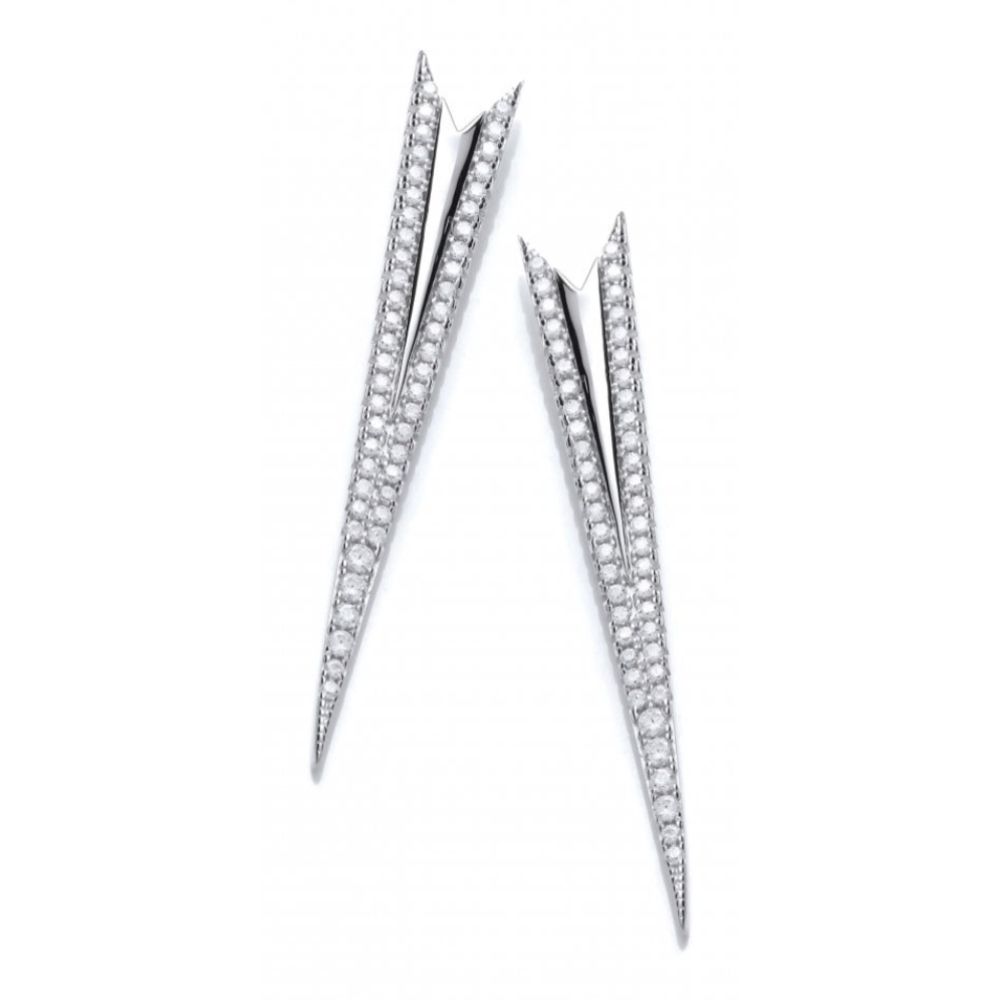 CZ Art Deco Spear Earrings