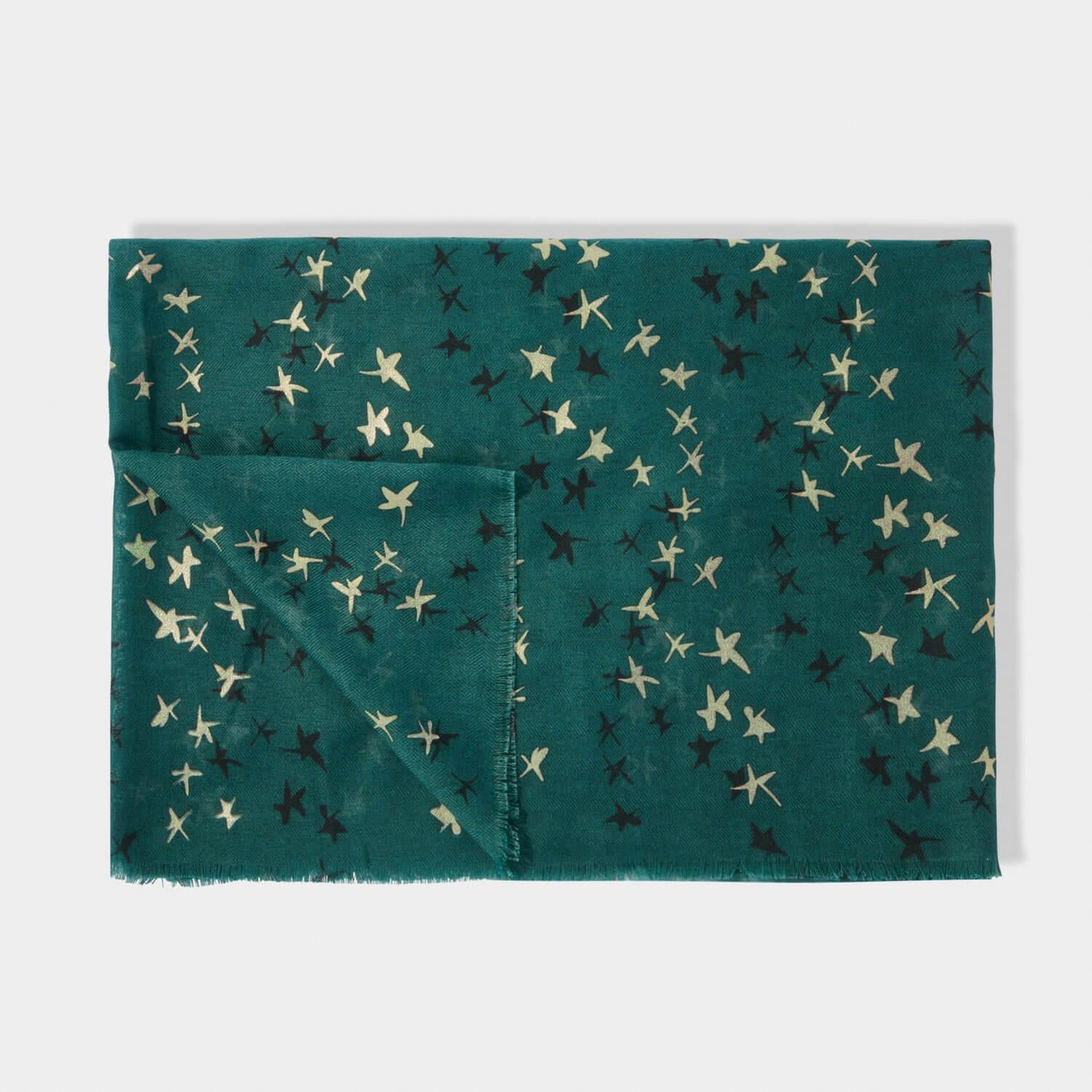 Star Metallic Scarf in Teal Green
