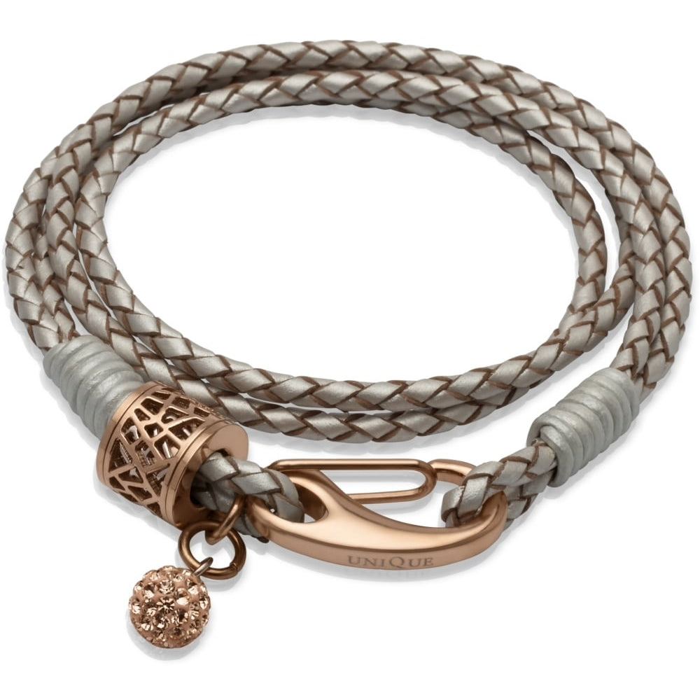 Pearl Leather Bracelet Rose Clasp Rose Element Rose CZ Ball