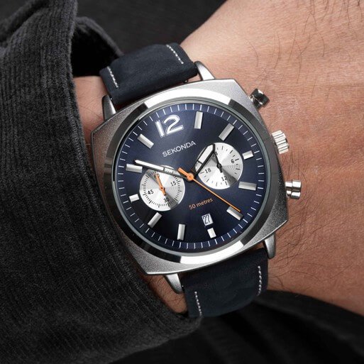Airborne Chronograph Blue Dial & Blue Leather Strap Men's Watch