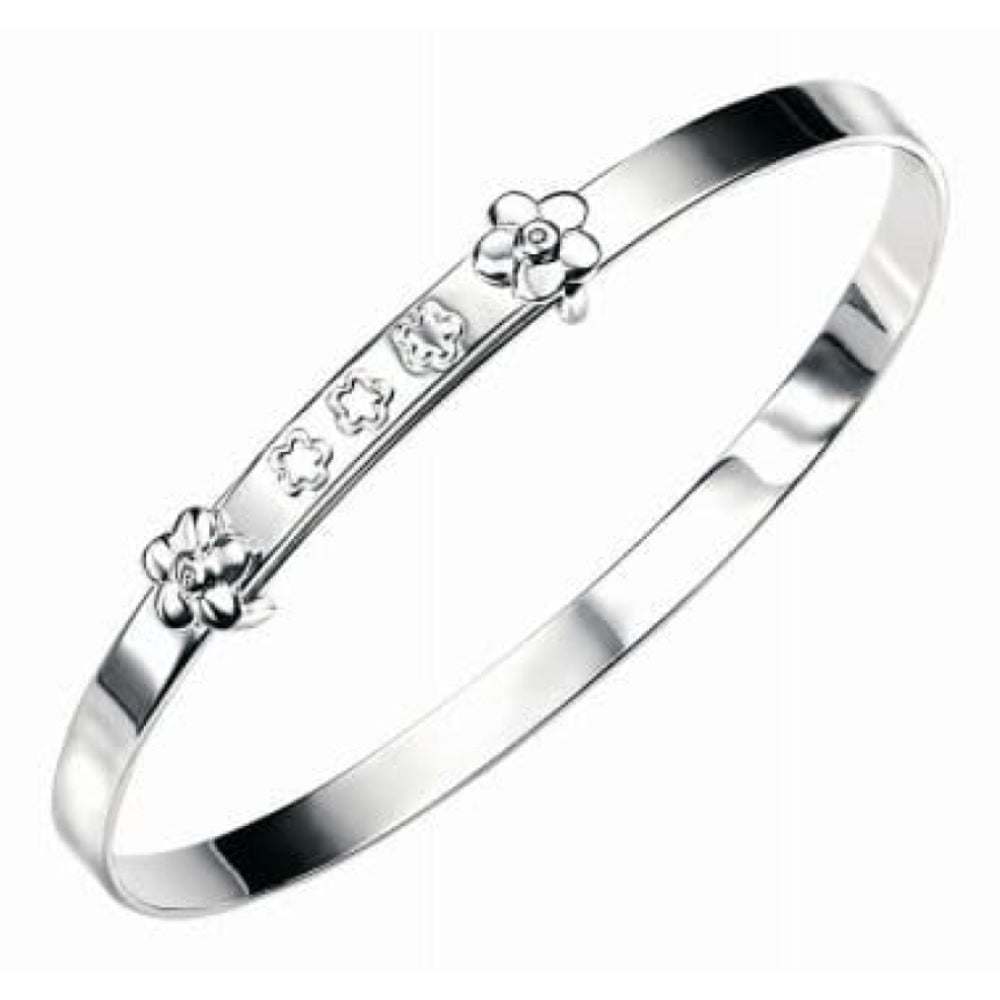 Sterling Silver Flower Bangle