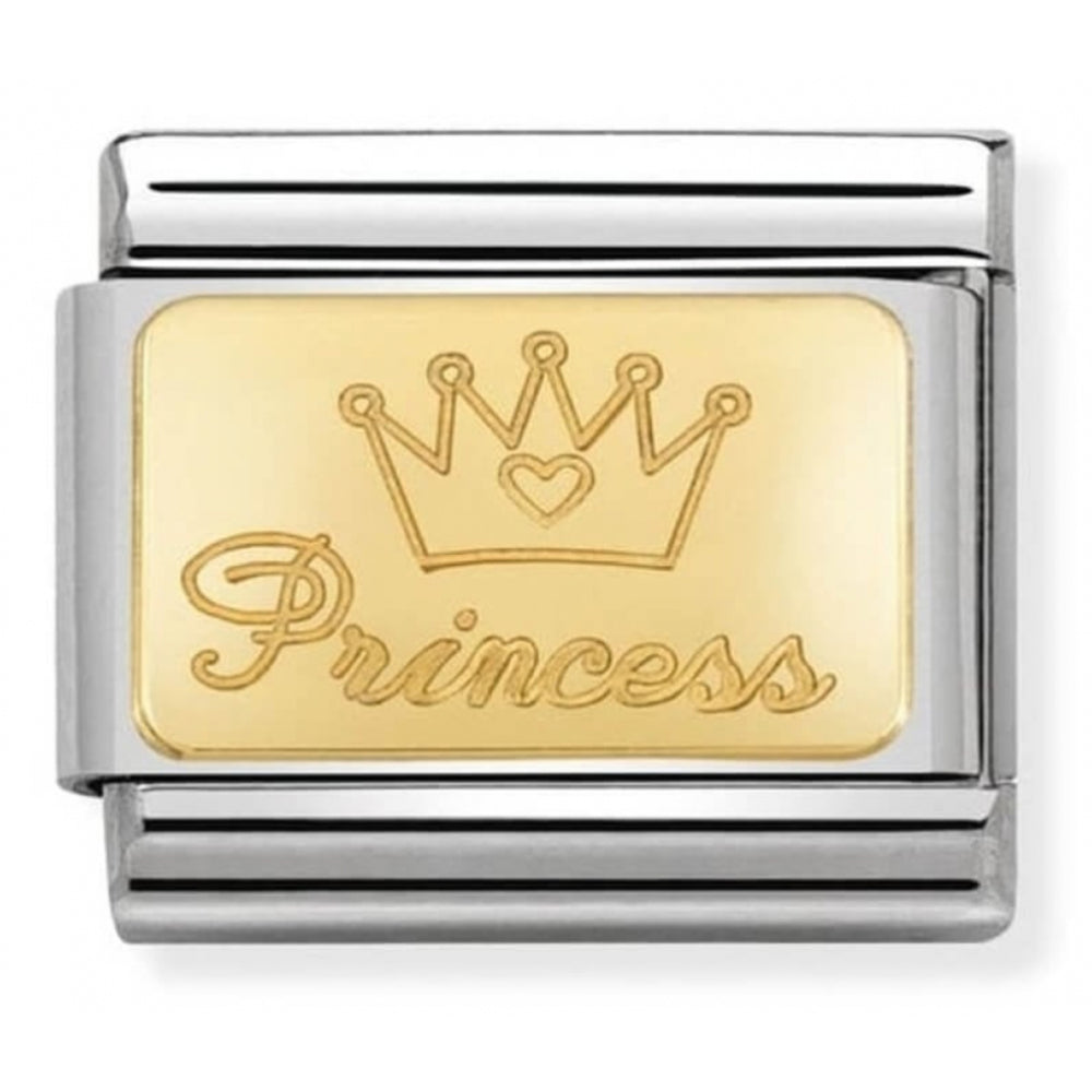 Composable Classic Engraved Princess In Stainless Steel With 18k Gold Charm