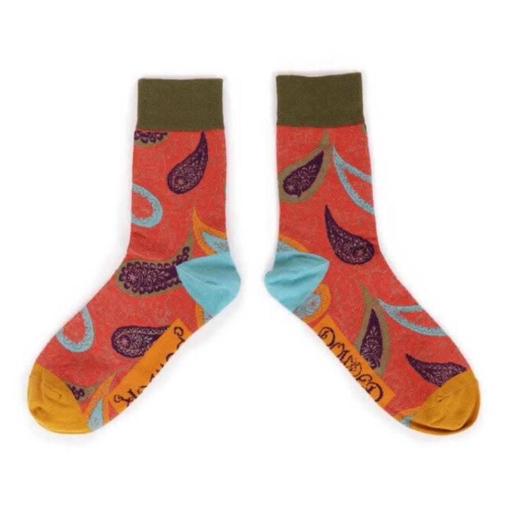 Men's Paisley Socks - Tangerine