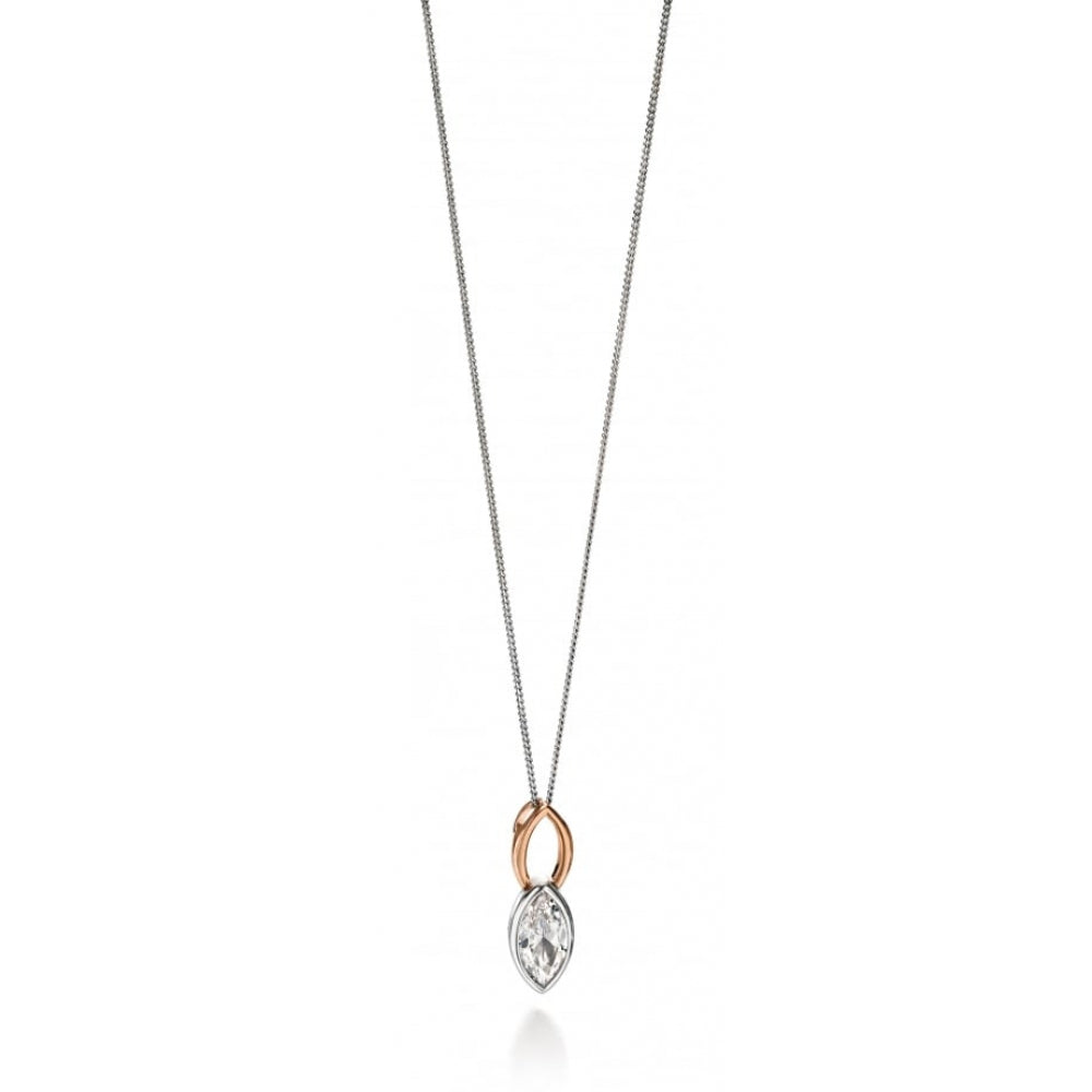 Rose Gold Plated & Clear CZ Marquise Pendant