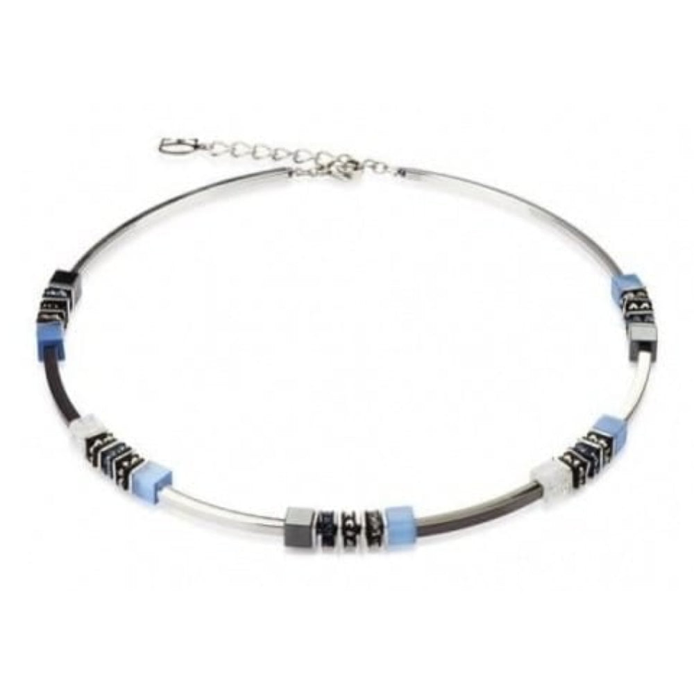 Ladies Blue Tigers Eye & Ruthenium Alloyed Brass Necklace