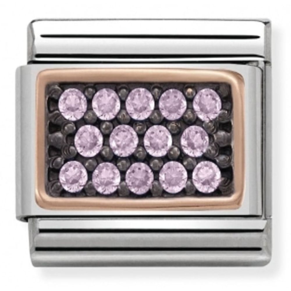 Classic Pink CZ Pave Rose Gold Rectangle