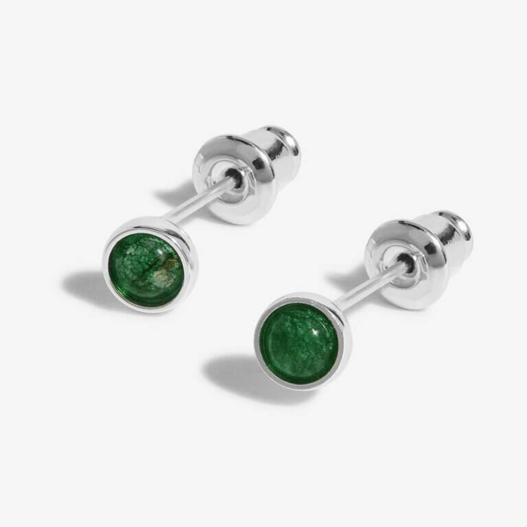May Green Agate Birthstone Boxed Earrings
