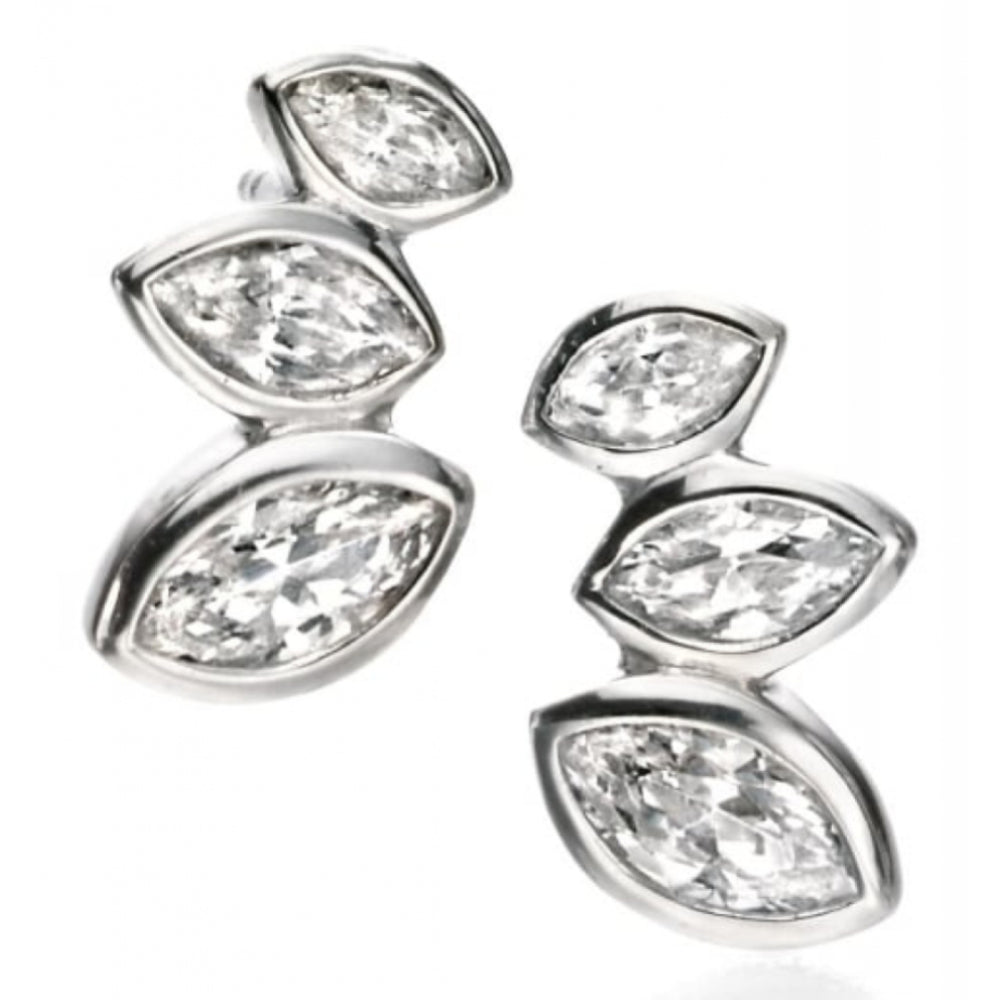 Clear CZ Marquise Cluster Stud Earrings