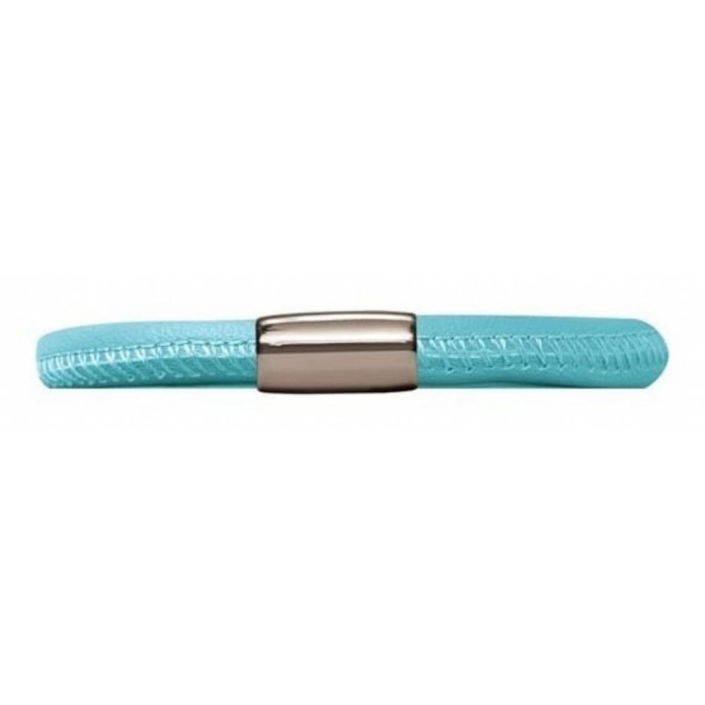 Single Band Blue Leather Bracelet Stainless Steel