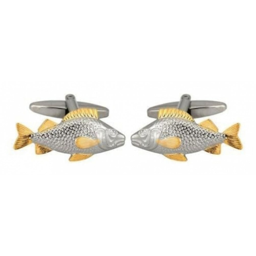 Rhodium Plated Fish Two Tone Cufflinks
