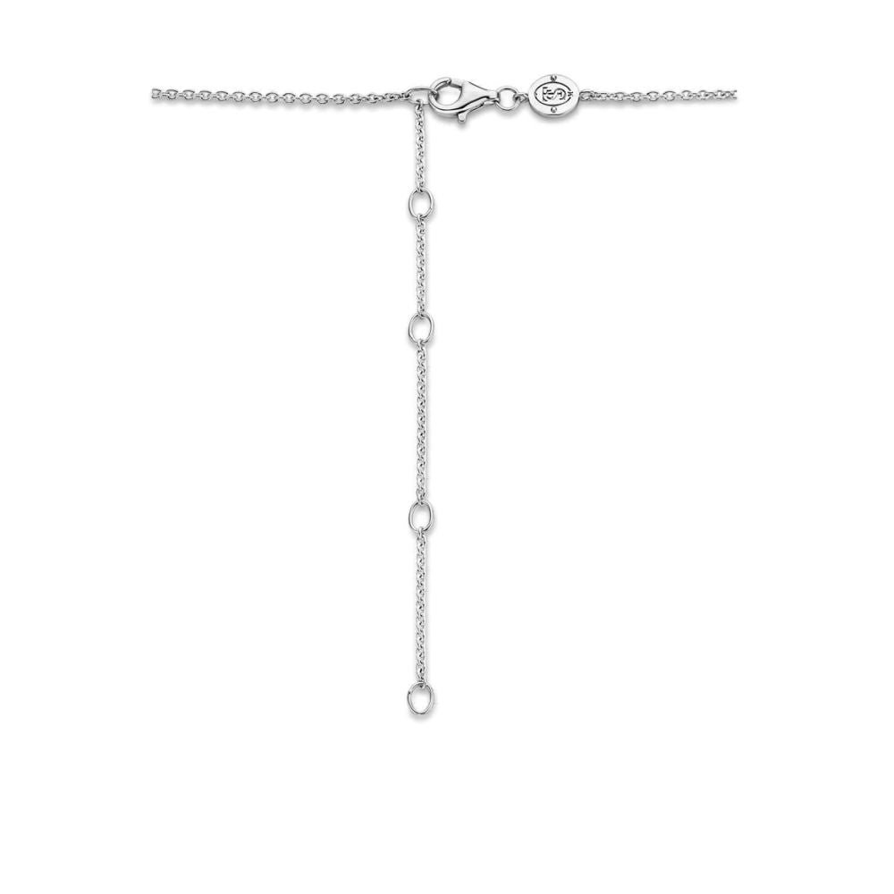 Blue, Grey, White CZ Stones With Silver Chain Necklace