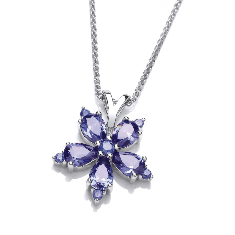 Silver Daisy Tanzanite CZ Pendant