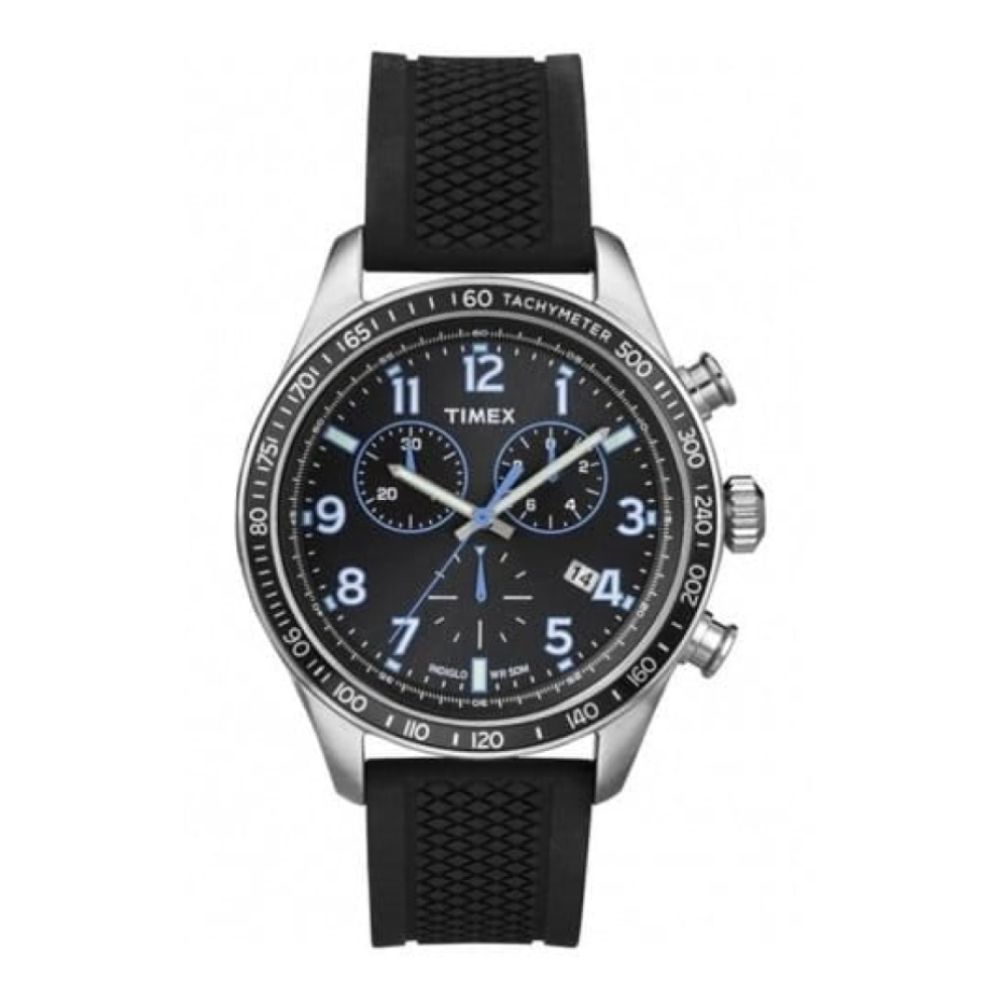 Gents Black Silicone Chronograph Watch