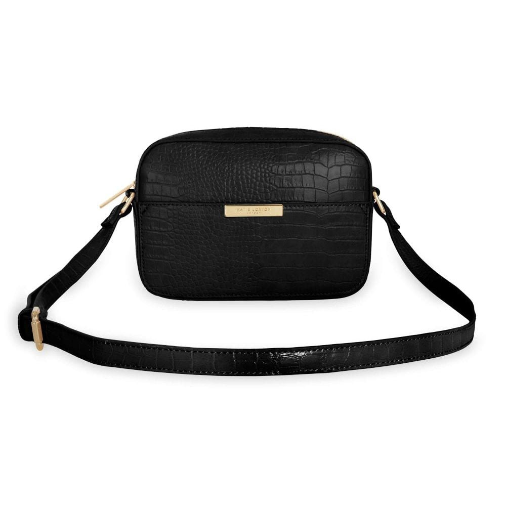 Celine Faux Croc Crossbody Bag | Black | 14 X 20.5 X 6 Cm