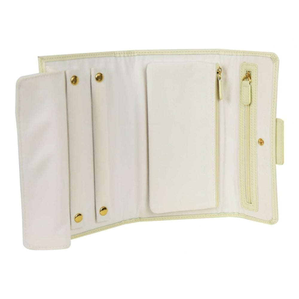 Cream Leather Jewellery Roll