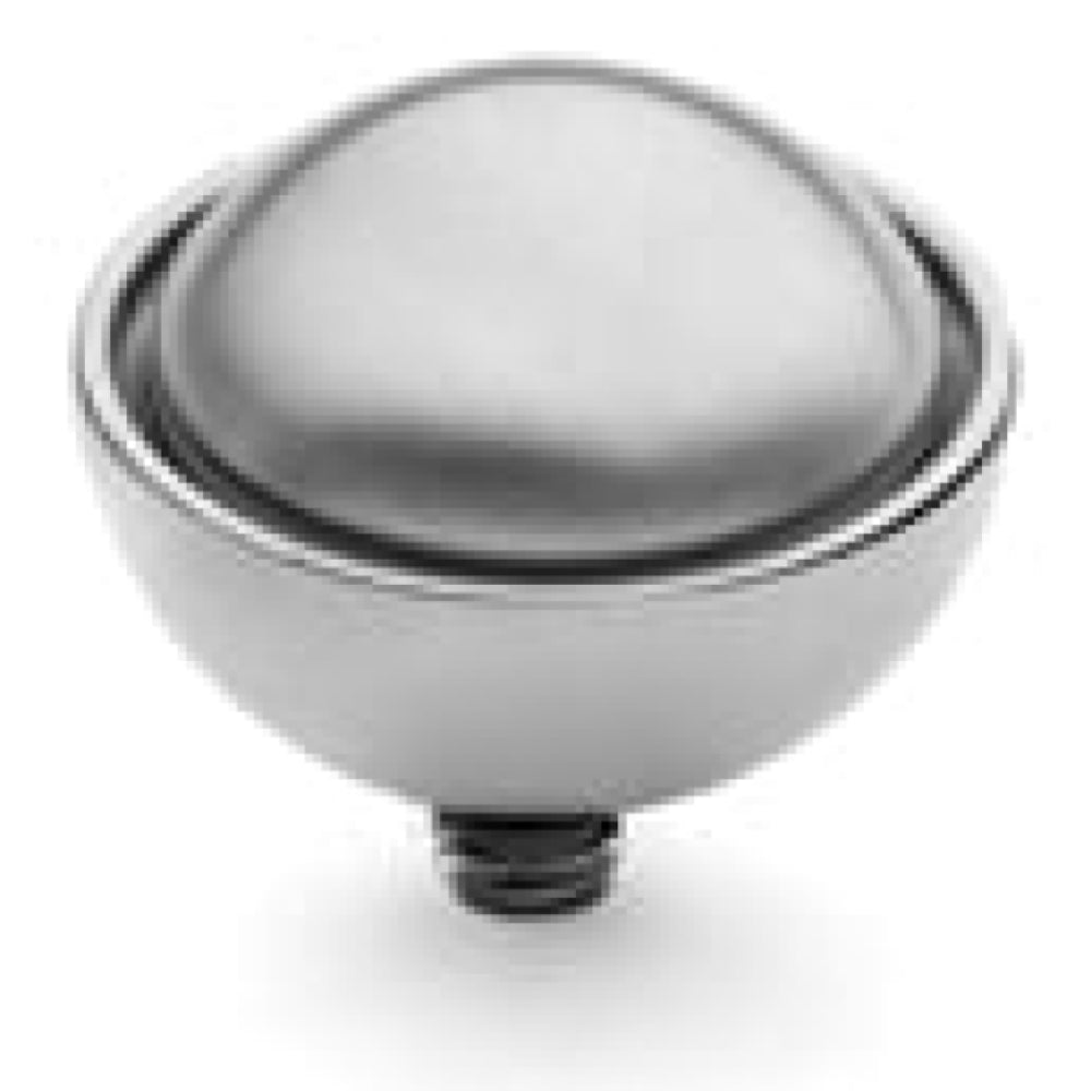 Famosa Bottone 11.5mm Light Grey Pearl In Stainless Steel Ring Top
