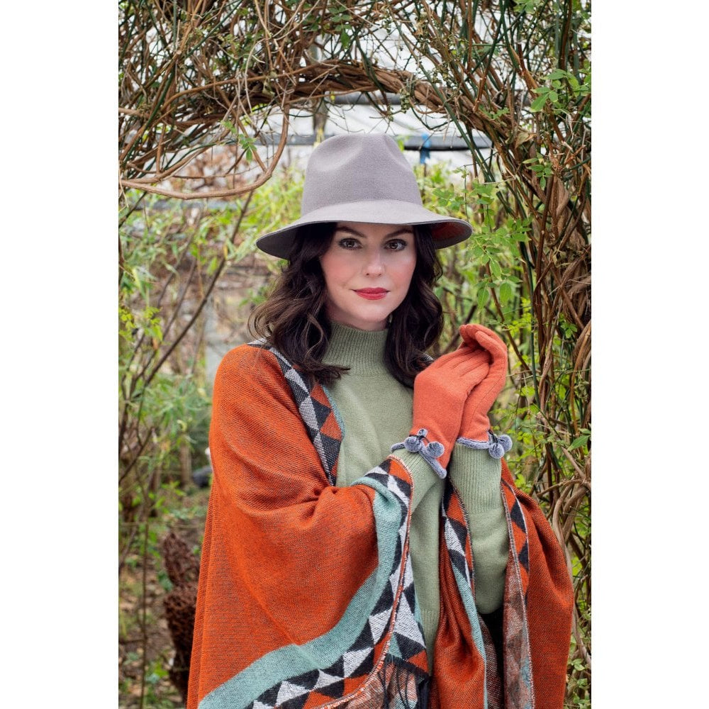 Wool Hat Embroid Feather - Slate
