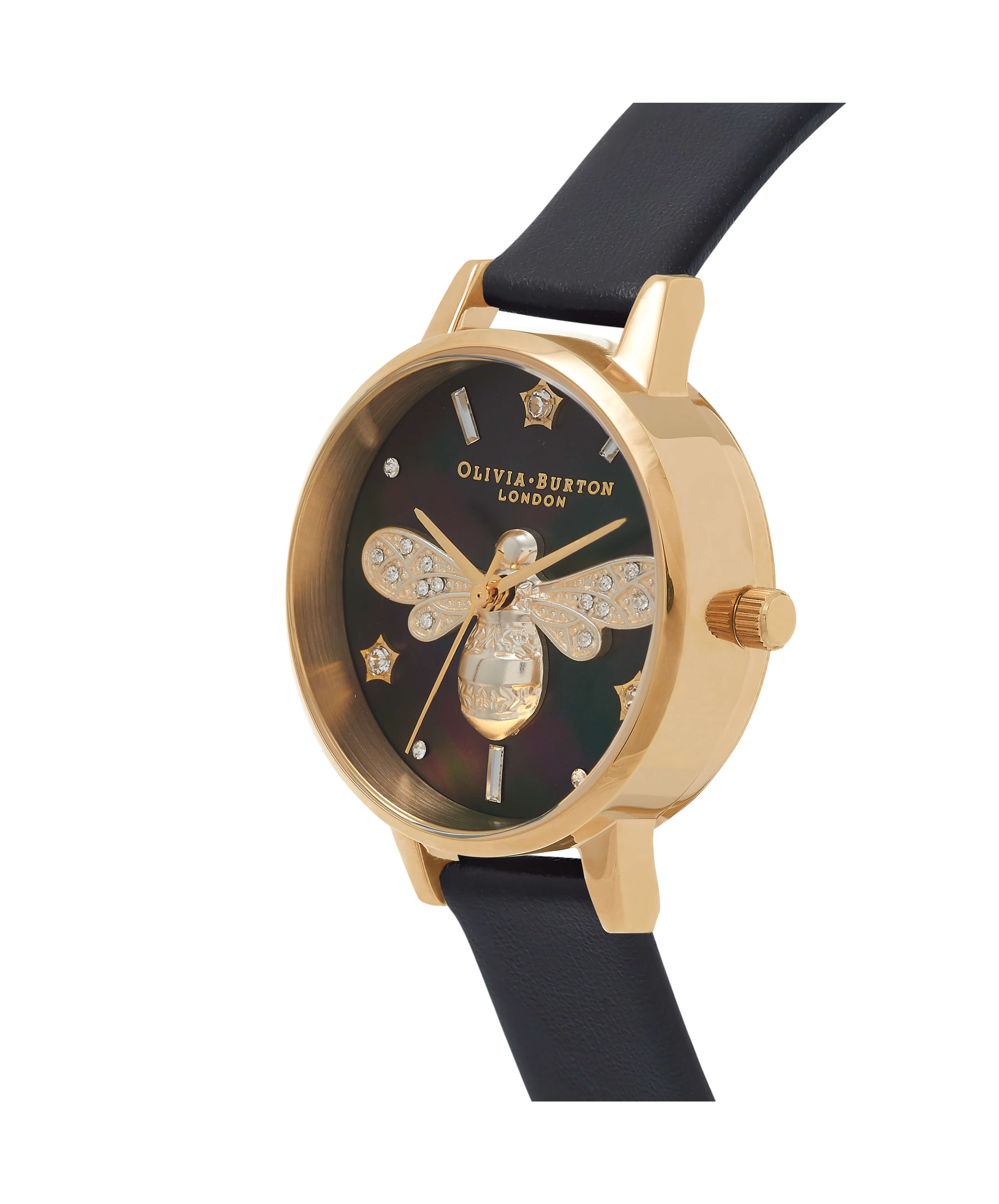 Sparkle Bee Black & Gold Ladies Watch