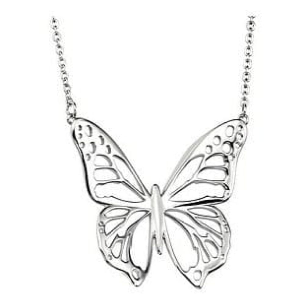 Ladies Sterling Silver Butterfly Pendant Necklace