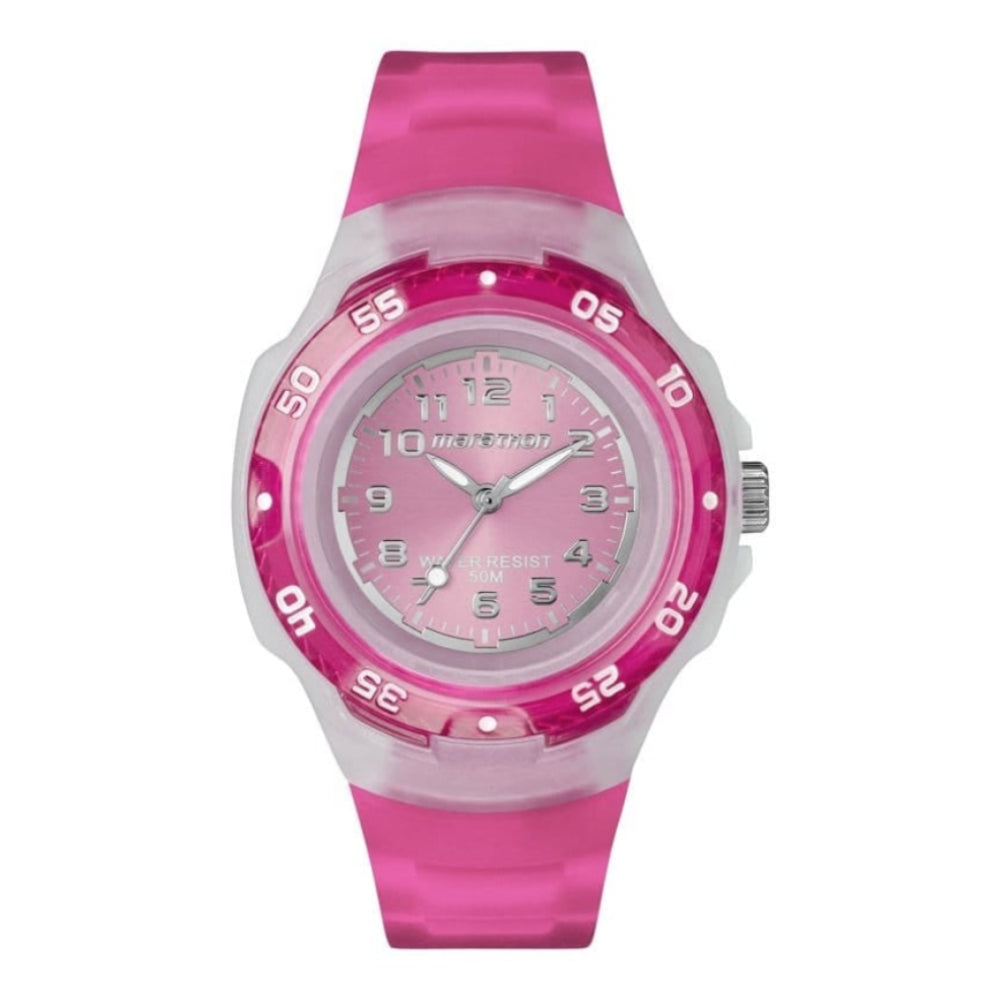 Marathon Ladies Analogue Pink Rubber Wristwatch