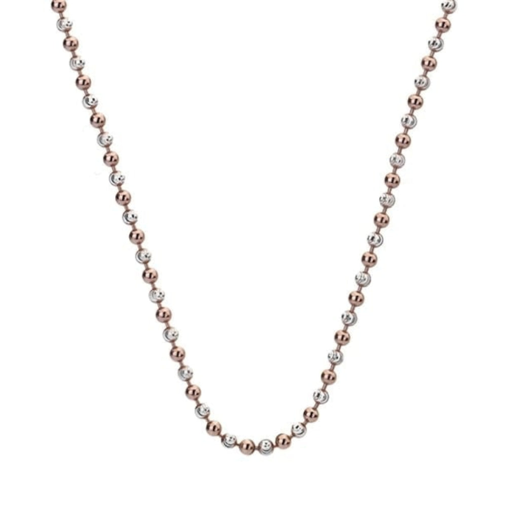 Sterling Silver and Rose Gold Plate Accent Bead Chain 24"