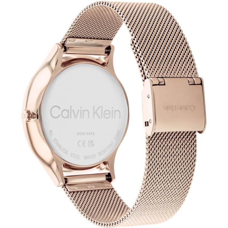 Multifunction Rose Gold Plated Day and Date Steel Mesh Bracelet Strap Watch