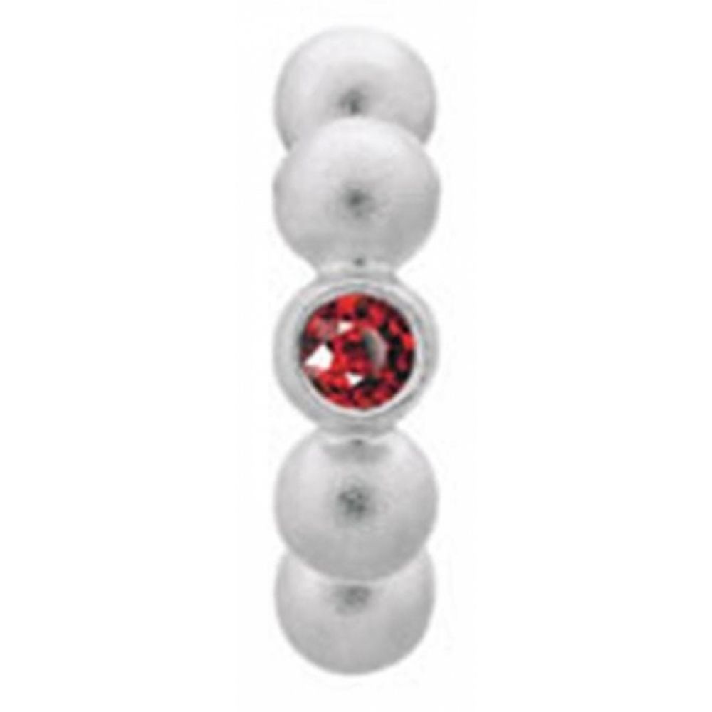 Sterling Silver Dots Red CZ Stone Charm