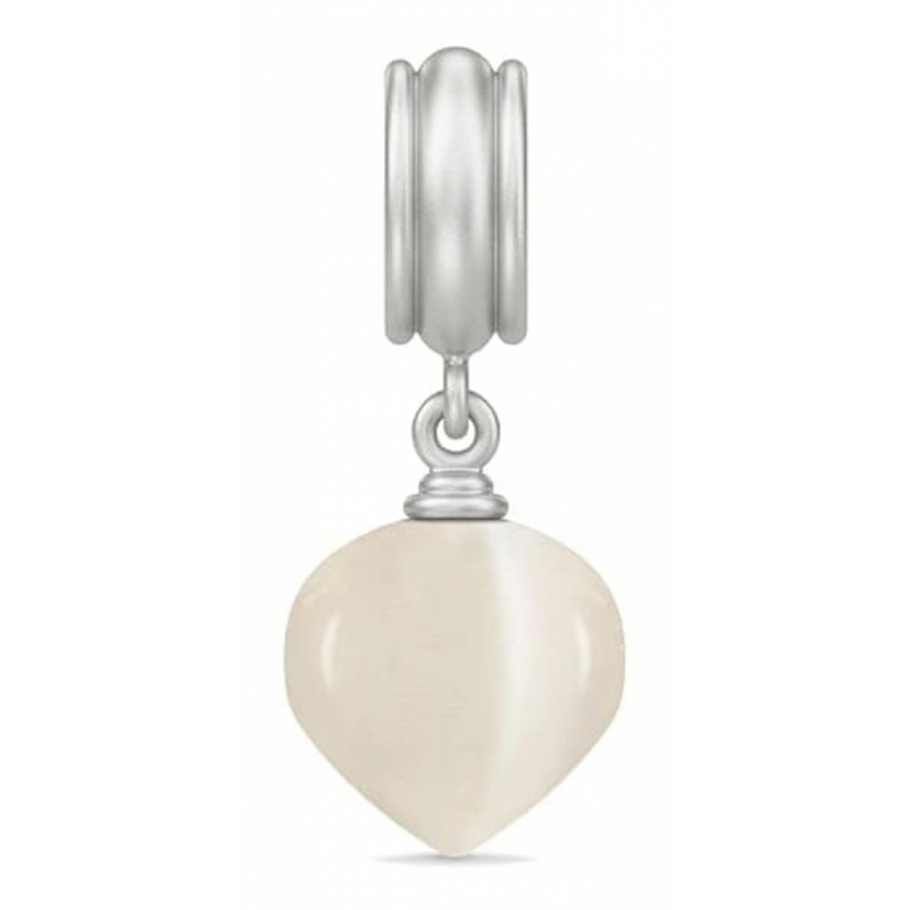 White Moon Crystal Drop Sterling Silver Charm