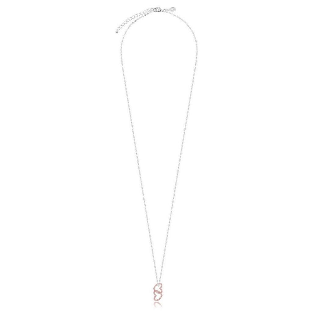 Love - Rose Gold Pave Heart Charm On Silver Necklace/Chocker/Bracelet