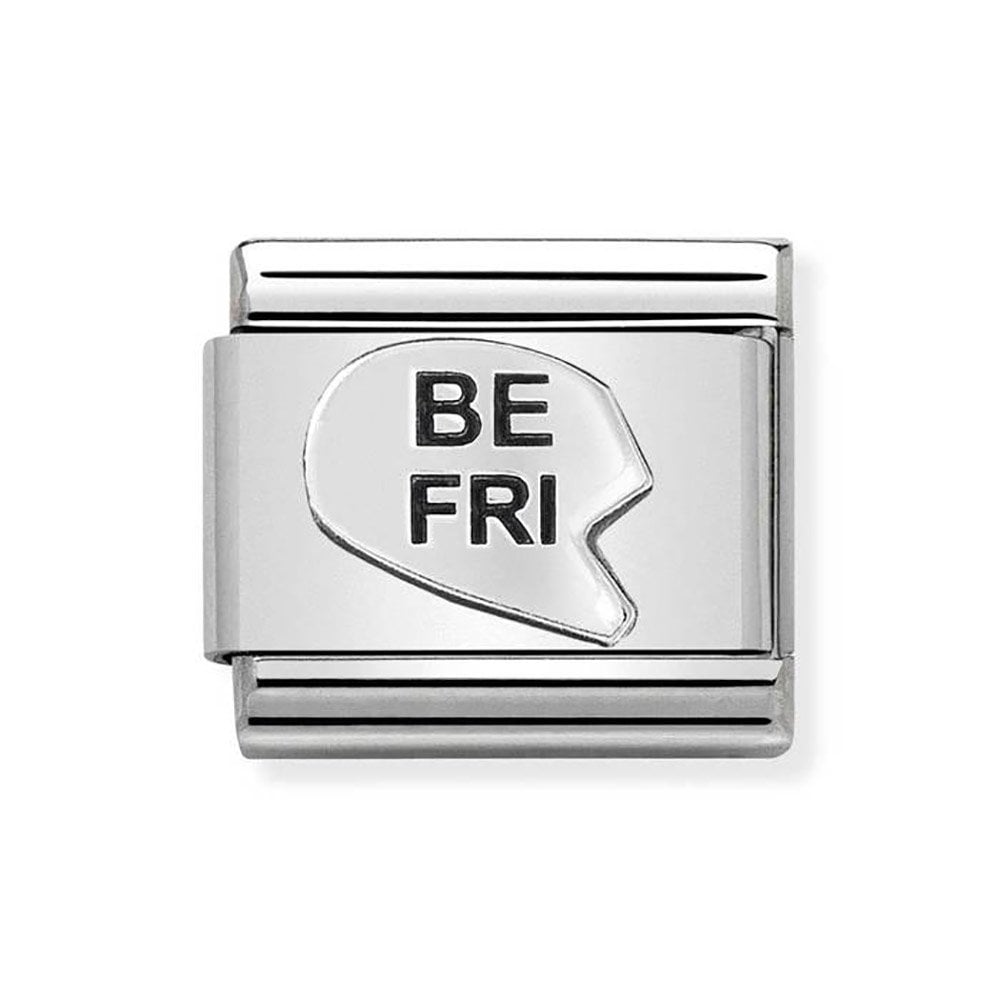 Classic Oxidised Symbol 'BE FRI' Best Friends Heart Link