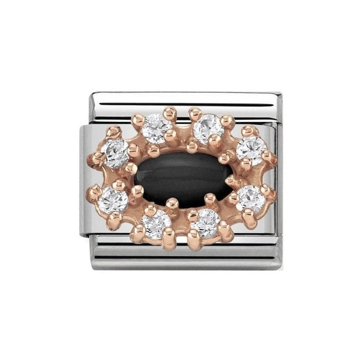 Classic Rose Gold Black Agate & CZ Link